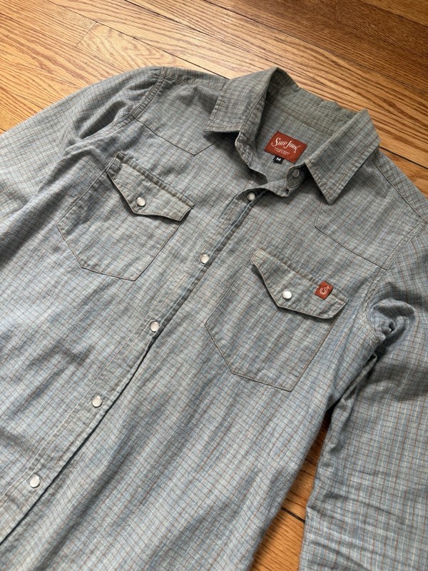 Ship John Patton Button Up Long Sleeve Blue Plaid Size Medium
