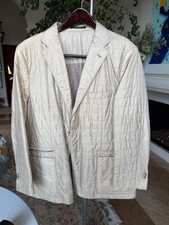Corneliani Beige Quilted Outdoor Coat EU sz 54 Mens Wind/Water Resistant
