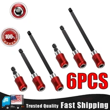 6Pcs 1/4 Hex Shank Quick Release Magnetic Screwdriver Extension Holder Drill Bit