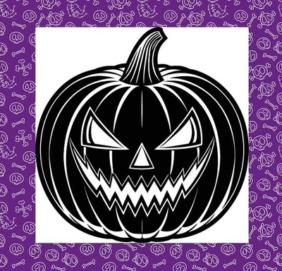 SCARY JACK O LATERNE, SILHOUETTE VINYL AUFKLEBER, HALLOWEEN, FLEDERMÄUSE, KÜRBIS 8''