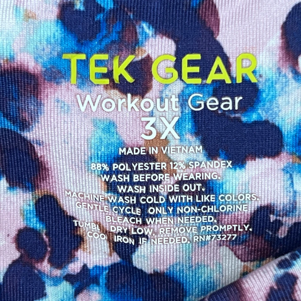 Tek Gear Legging Women 3X Blue Pink Print Capri High Rise Pockets Pull On Active - Image 4 of 4