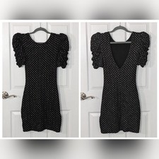 NWT Urban Outfitter Hague Rhinestone Puff Sleeve Mini Dress w/ Low Back Size S
