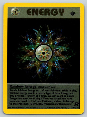 RAINBOW ENERGY 17/82 R TEAM ROCKET POKEMON 1ST EDITION HOLO NM AKABANE