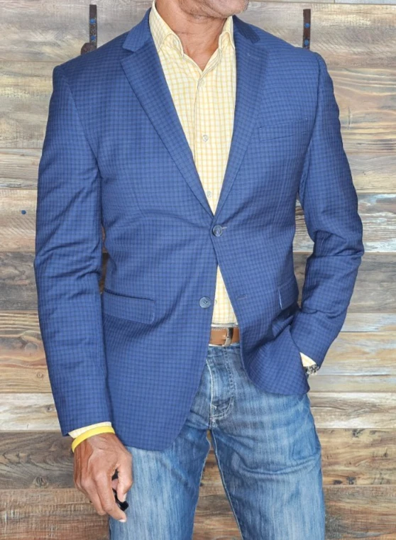 Penguin an Original Blue Check Wool Blend Dual Vent Sport Jacket Blazer 38R - Image 4 of 4