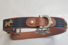 Hamish McBeth Dog Collar Tartan Scottie Dog Sz Small Leather NWT