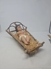 LARGE SIZED BABY INFANT JESUS FOR MANGER NATIVITY SET W/ GLASS EYES 10"