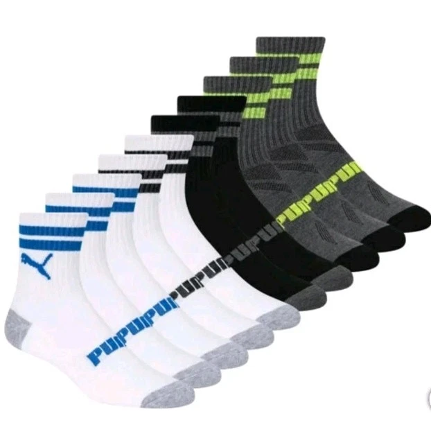 PUMA Juvenil 10 Pares Calcetines Bajos Crew, Zapato Talla 4-9.5, Negro/Blanco MEJOR OFERTA Foto 2 de 4