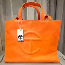 Telfar Orange Medium Shopping Tote Logo Snap ...
