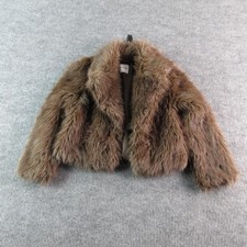 Bershka Jacket Womens XS Brown Faux Fur Shear...