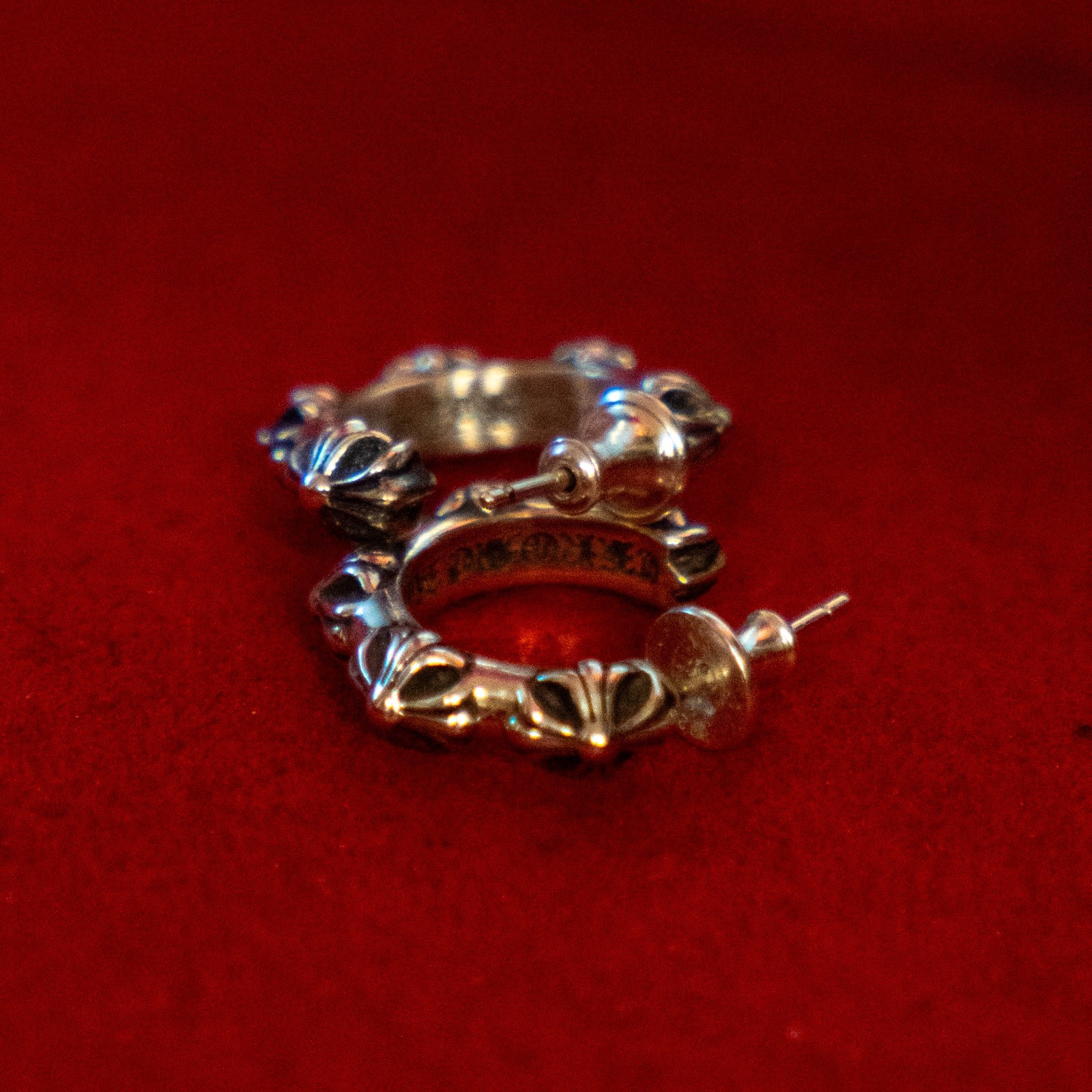 Authentic Chrome Hearts Cross Band Hoop Earring  2x