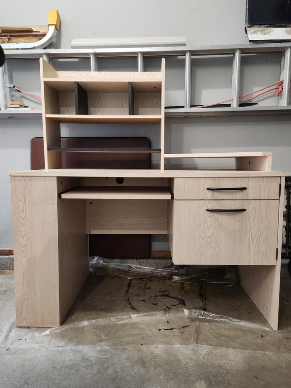 home office computer desk with storage shelves