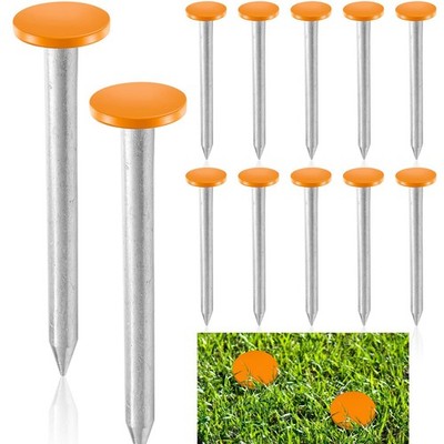 12 Pcs Survey Marker Low Profile Heavy Duty Galvanized Survey Stakes Hi-vis O...
