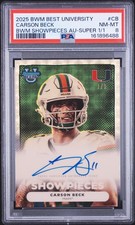 Marketplace image: Carson Beck-2025 Bowman Best University Showpieces Auto-Superfractor 1/1 PSA 8