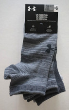 Under Armour 1386239 Men's 8.5-13 Women's 10-14 Gray 6Pk Essential Low Cut Socks
