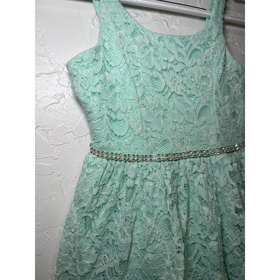 Vestido formal con superposición de encaje verde azulado Lilt niñas pequeño 6/6X boda evento ocasión Foto 2 de 4