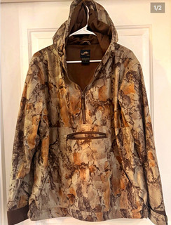 Natural Gear Camo Hooded Pullover Hunting Jacket Brown/Tan/Gray Polyester M
