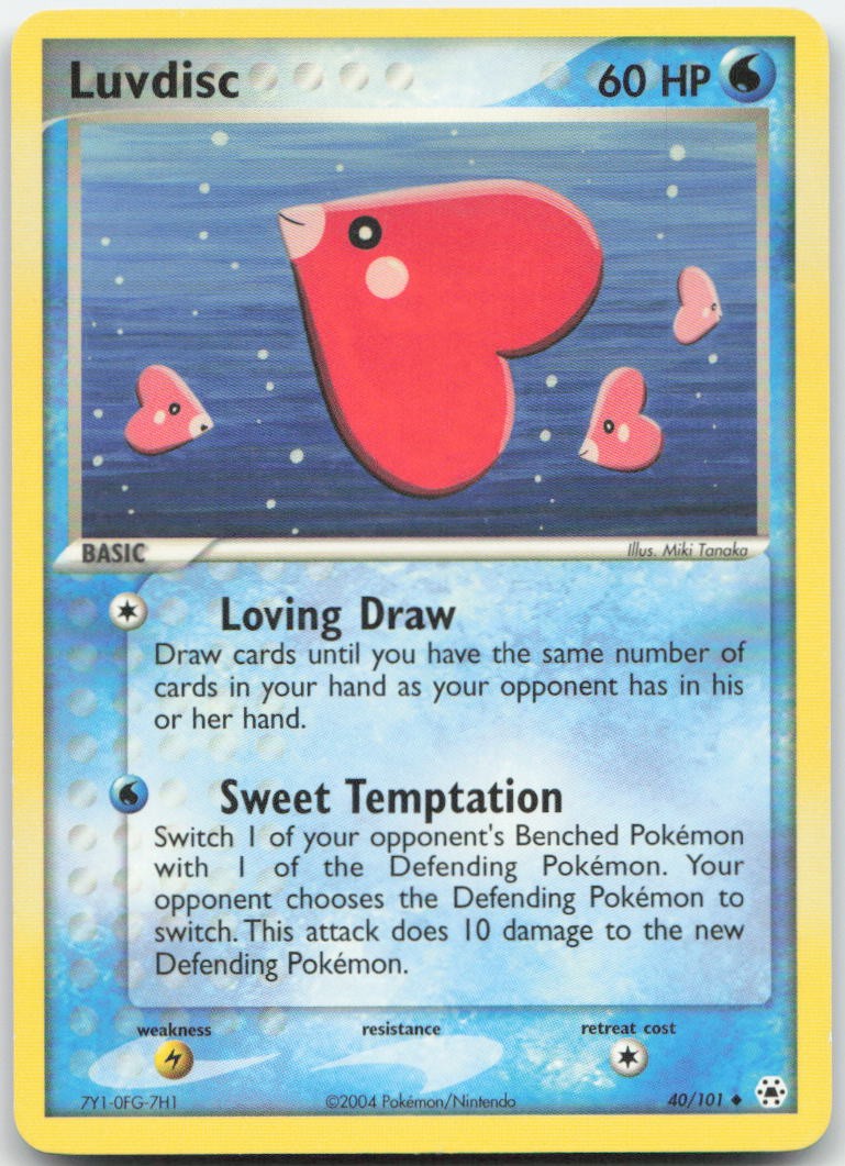 Luvdisc 40/101 Uncommon Hidden Legends Pokemon Moderately Played