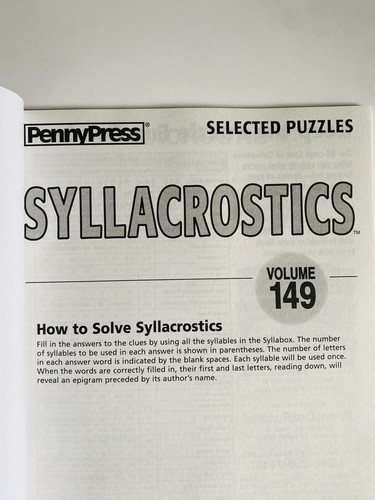 Lot of 2 Syllacrostics Penny Press Selected Variety Puzzles Dell 148 149 - Bild 3 von 5