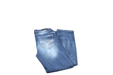 Blue Jeans Black Premium Mens 32/30 Boot  Flex Pleated Cotton Denim Jeans