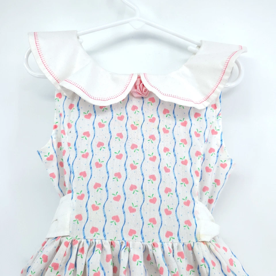 Vintage 4T? Handmade Cottagecore Pinafore Dress Pockets Lace Rosette Petticoat - Image 2 of 4