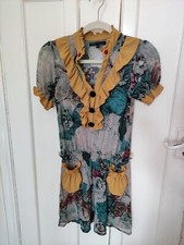 Marc Jacobs mesh fishnet Dress with pockets floral print short sleeve