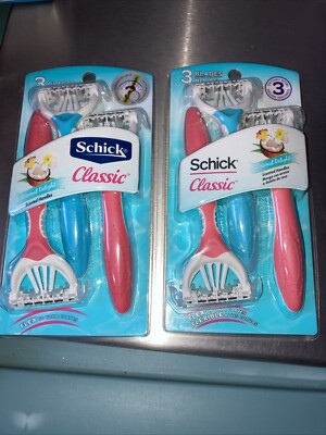 2 Schick Classic Women's Disposable Razors Scented Handle| Coconut Delight