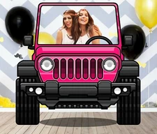 Pink Jeep, Vehicle Theme, DIY Photo Booth Props, Non-Personalized