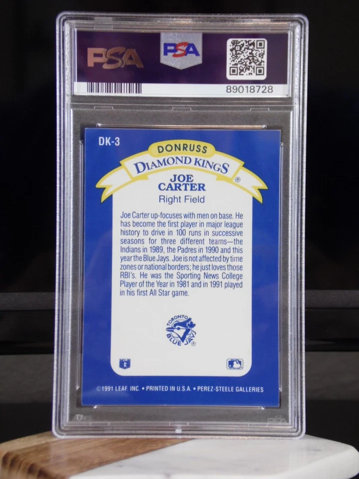 1992 DONRUSS JOE CARTER #DK-3 DIAMOND KINGS BASEBALL CARD | PSA 9 MINT LOW POP - Image 4 of 4