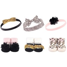 Hudson Baby Headband and Socks Giftset 6pc, Pretty Leopard, One Size