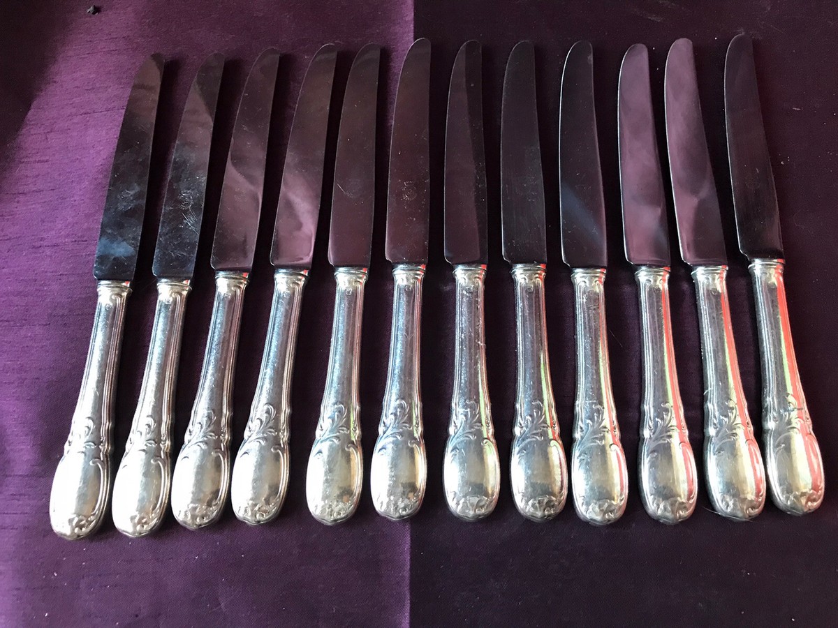 Lot De 12 Couteaux à Entremet Vivier - Métal Argenté Modèle Marly (France)