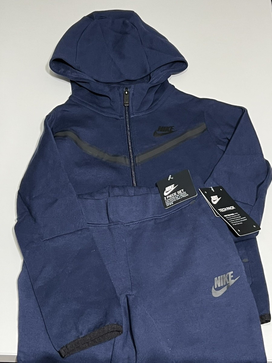 Nike Tech Fleece Pack Navy TrackSuit 2PC Set Full Zip Hoodie Pants