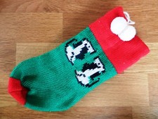 schöner Nikolausstiefel WEIHNACHTSSTRUMPF Sack mit Hunden + Bommeln zum befüllen