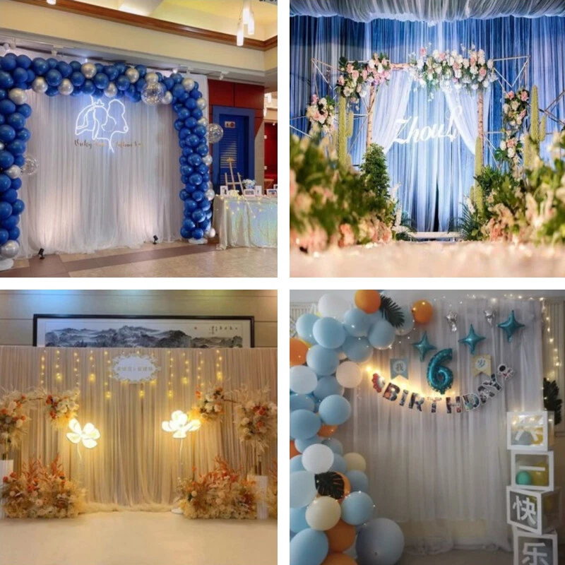 Tüll Satin 2 Schichten Stoff Hintergrund Vorhang für Hochzeit Party Foto - Bild 2 von 4