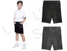BOYS SCHOOL SHORTS ZIP+CLIP SCHOOL UNIFORM GREY BLACK Age 2/3 to 15/16