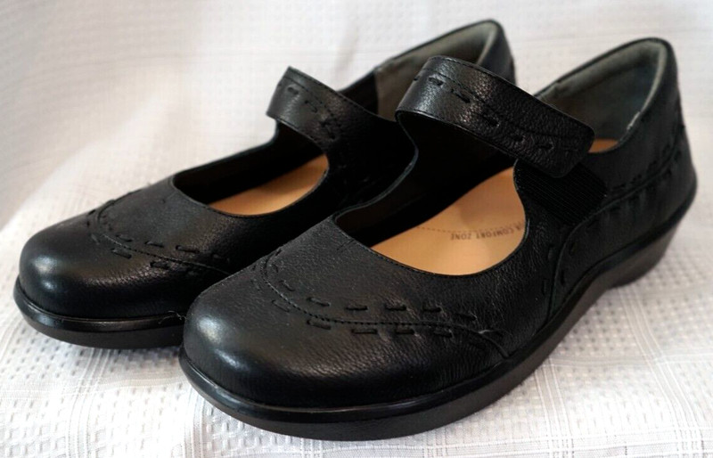 Ziera super support black leather comfort women shoes US 6.5 37W
