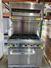 36" RANGE STOVE, 6 BURNERS STANDARD FULL OVEN STOVE WITH SALAMANDER CASTERS GAS