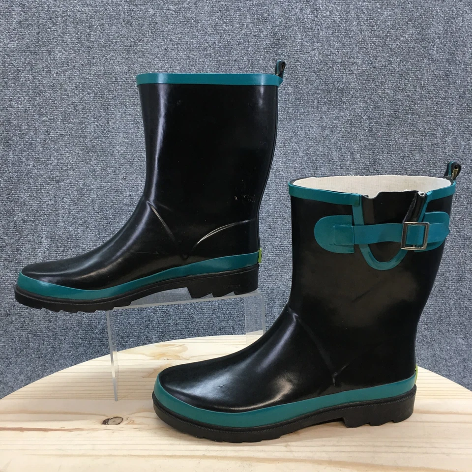Botas de lluvia Western Chief para mujer 10 negras a rayas traseras impermeables Foto 2 de 4