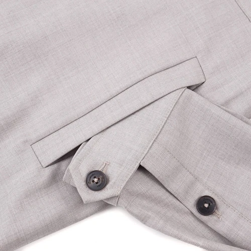 Drumohr Gray-Beige Extrafine Wool Button Front Shirt-Jacket M/L (Eu 50) NWT image 2