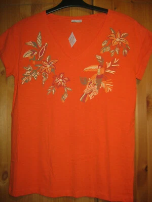 LAURA TORELLI Damen T-Shirt Gr.S orangeton mit Motiv sportlich Neu Top - Bild 1 von 4