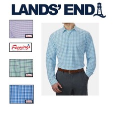 Lands End Men's Linen Long Sleeve Sport Shirt Traditional Fit E42
