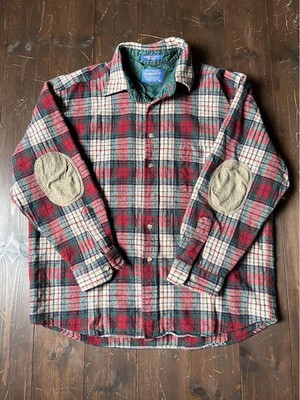 Pendleton Wolle Hemd Ellenbogen Flicken Grunge Kariert Big & Hoch Aus Japan