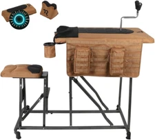TIMBER RIDGE Magnum Precision Portable Shooting Bench Seat with Table Gun Res...
