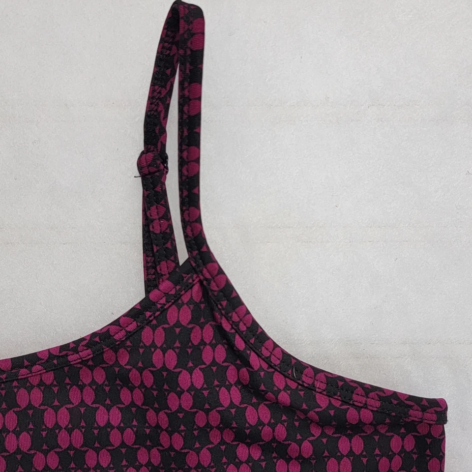 Fashion Bug Women's Spaghetti Strap Tank Top Size M Purple Black Geometric Fun Foto 3 de 4