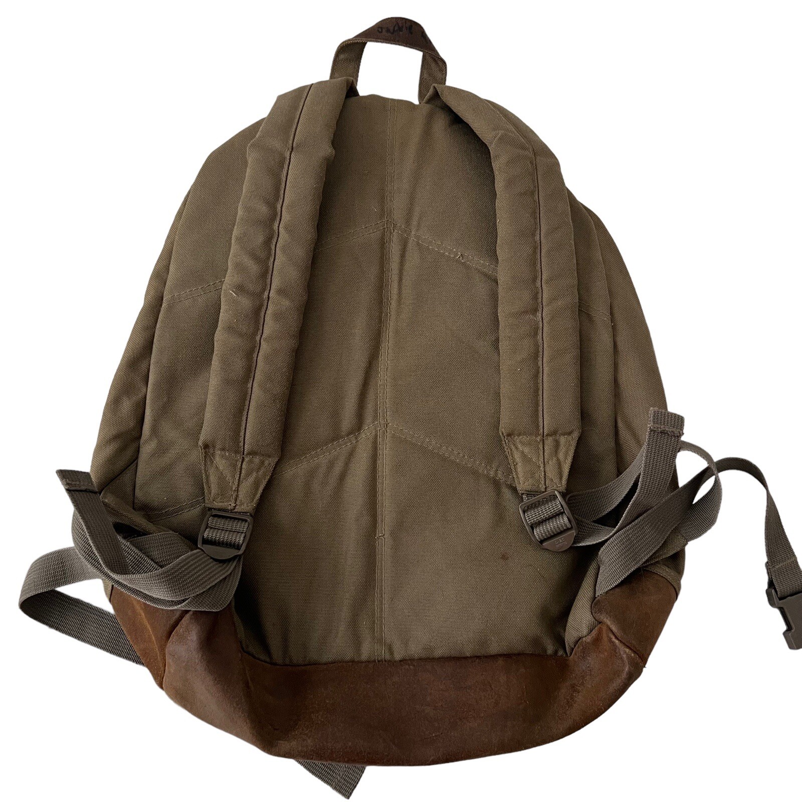 Vintage Eddie Bauer Backpack Leather Bottom Canvas Gr… Gem