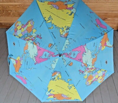 OLD WORLD MAP PLANET EARTH GENTLE PERSON'S LARGE UMBRELLA WATERPROOF TURQUOISE