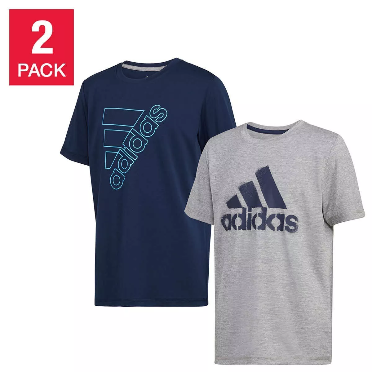 Boy s Adidas 2 Pack Active Tee Shirts Large 14 16 Navy Blue and