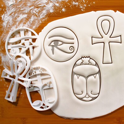 3er Set Altägyptische Artefakt Ausstechformen | Ankh Auge des Horus Skarabäus