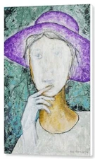 Girl With A Violet Hat, 29"x39", Canvas Print