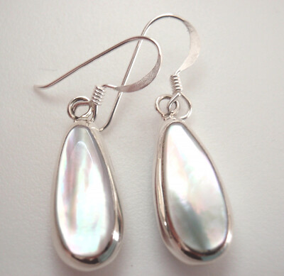 Wende Ohrringe Perlmutt und simulierte Koralle 925 Sterling Silber