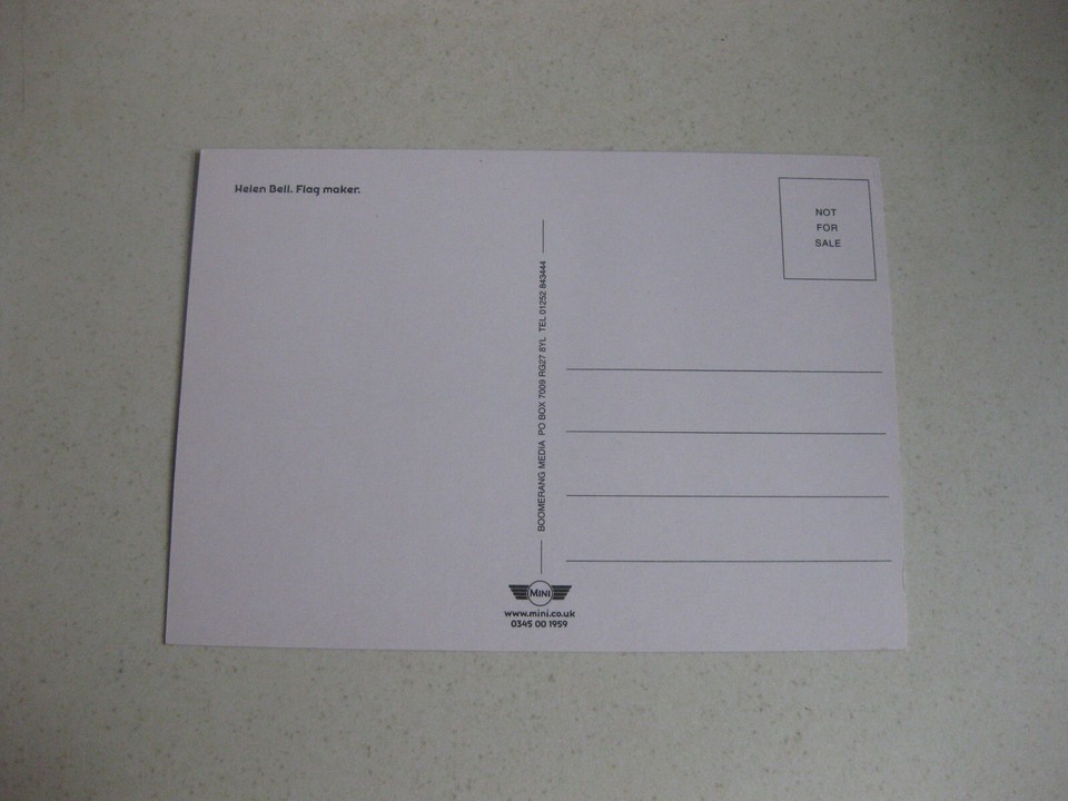 ROVER MINI UNION JACK ROOF AND FLAG MAKER GENUINE PROMO POSTCARD SUPER